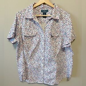 Karen Scott Short Sleeve Floral Button-Up Shirt - White/Multi
